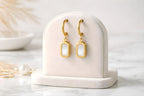 Mother-of-Pearl Rectangle Huggie Drop Earrings