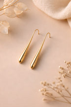 Tapered Gold Needle Drop Earrings