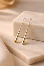 Tapered Gold Needle Drop Earrings