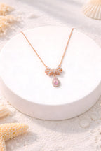 Rose Gold Bow Drop Necklace