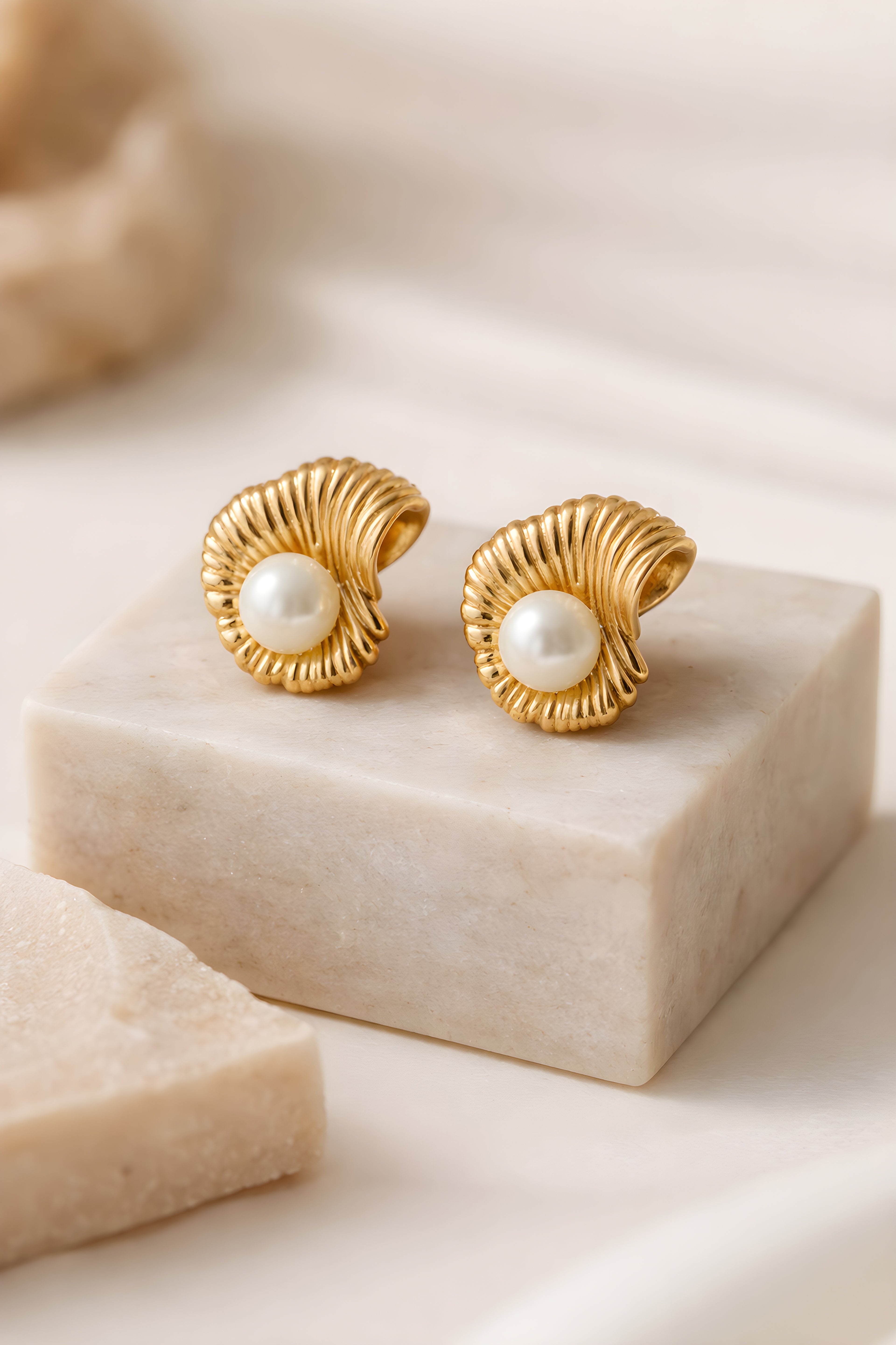 Shell & Pearl Stud Earrings