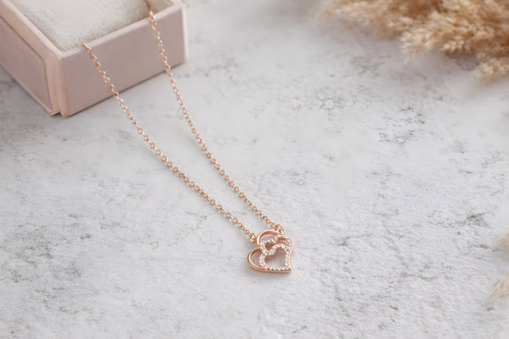 Rose Gold Double Heart Necklace