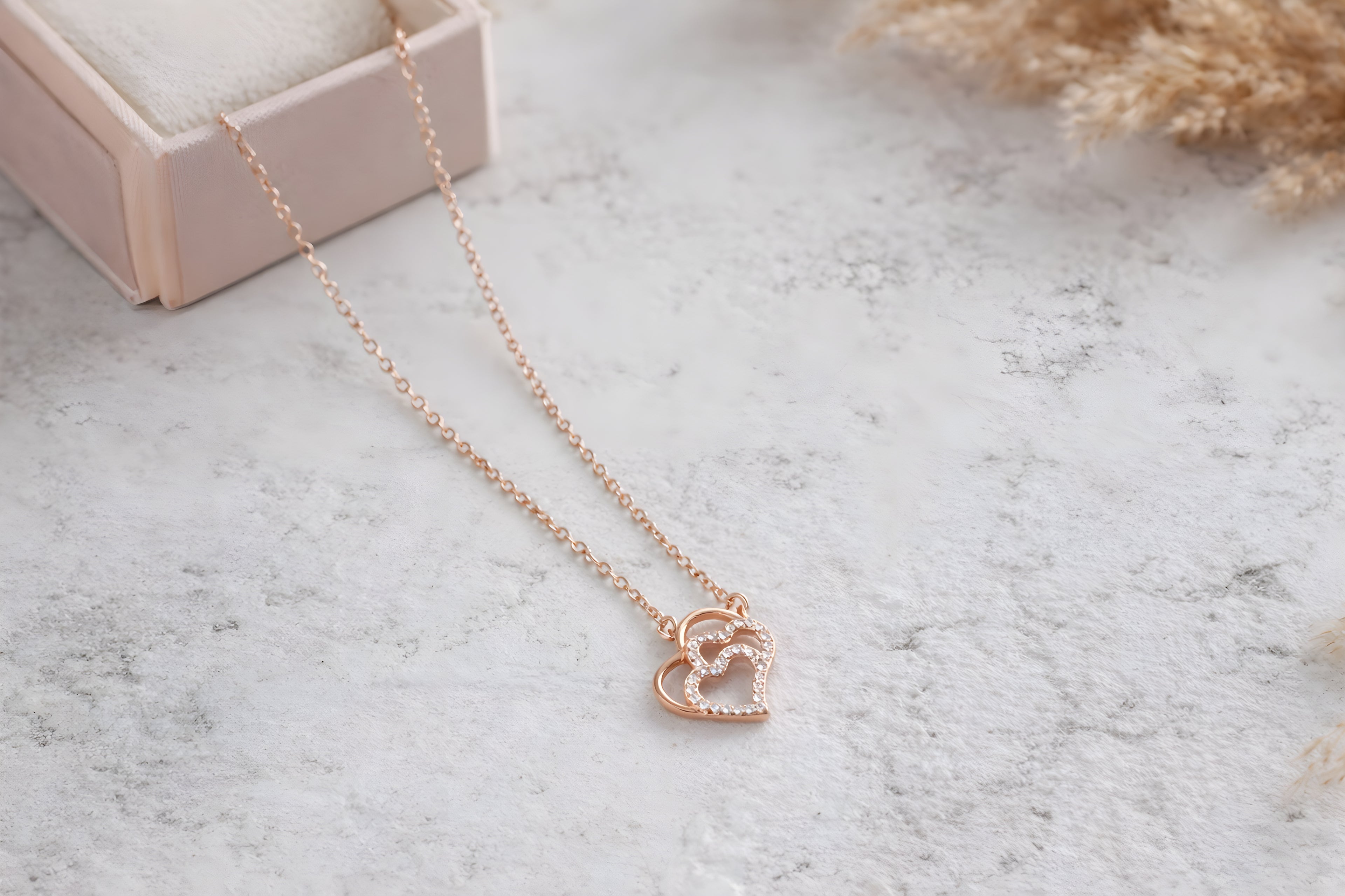 Rose Gold Double Heart Necklace