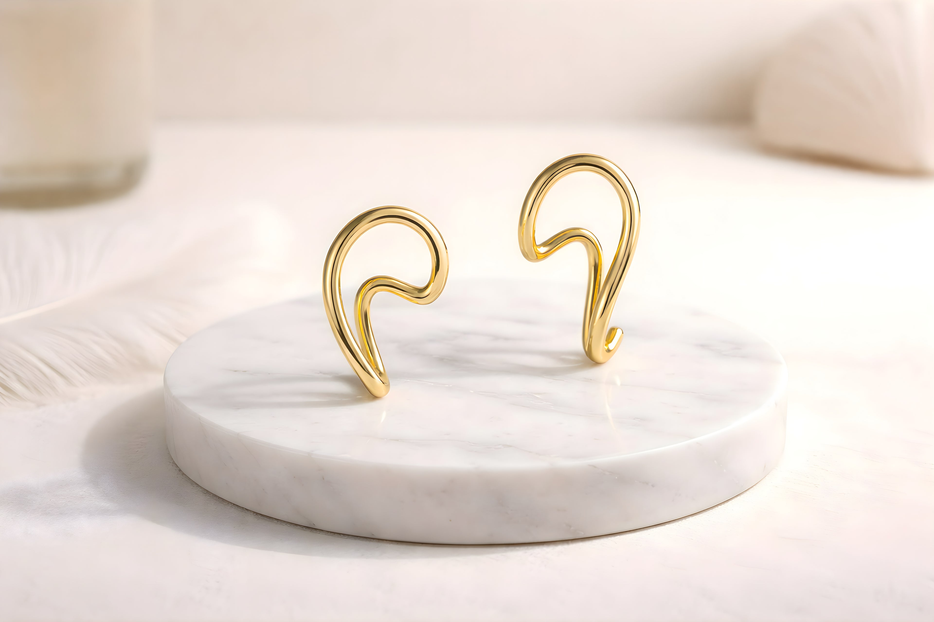 Double Loop Gold Statement Earrings