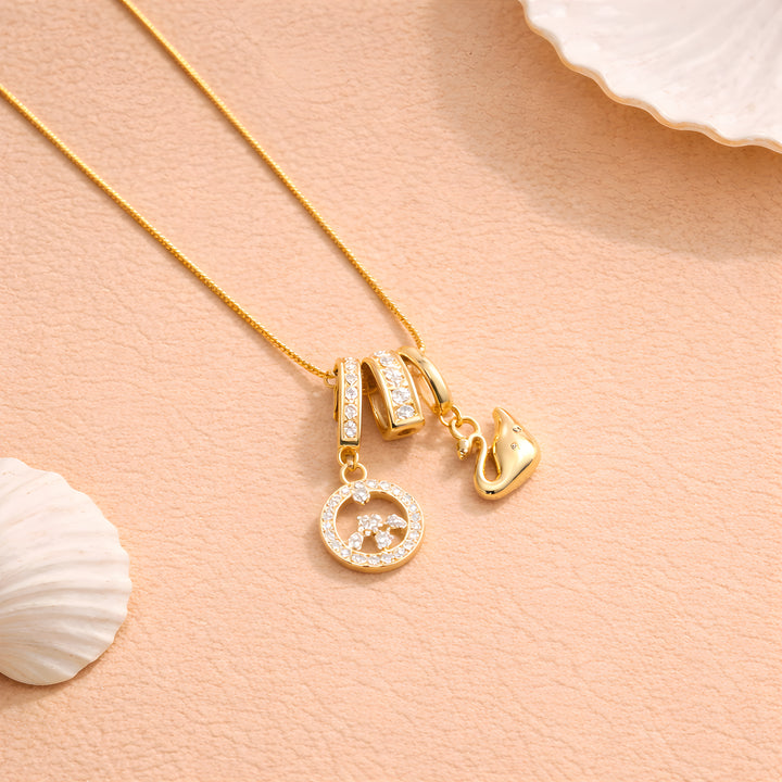 Swan & Crystal Circle Charm Necklace