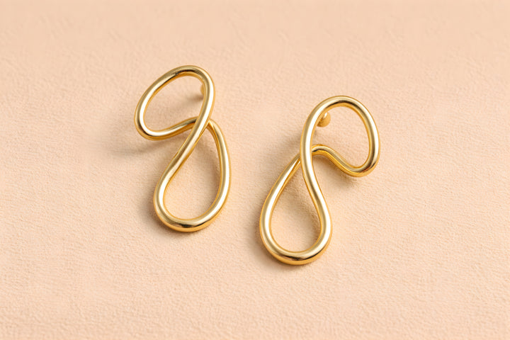 Double Loop Gold Statement Earrings