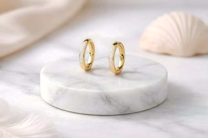 Crystal Inlay Mini Huggie Earrings