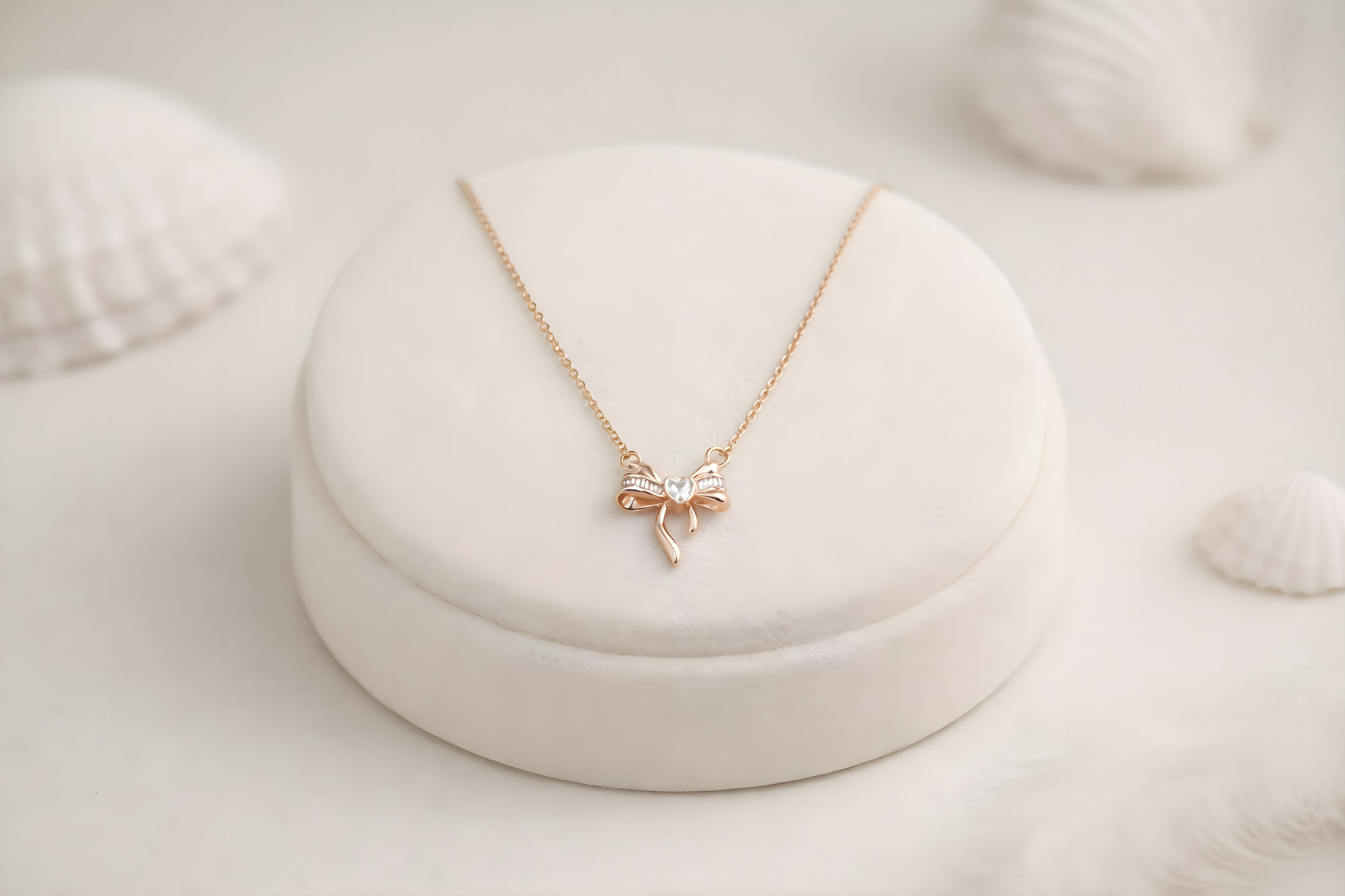 Crystal Ribbon Bow Necklace