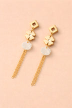 Clover, Pearl Shell & Chain Tassel Earrings