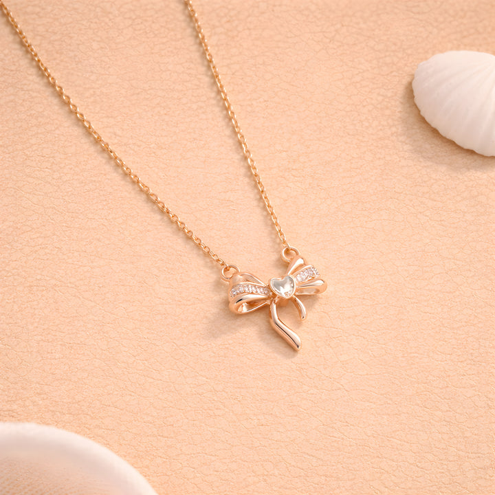 Crystal Ribbon Bow Necklace
