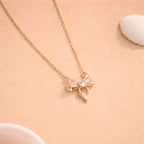 Crystal Ribbon Bow Necklace