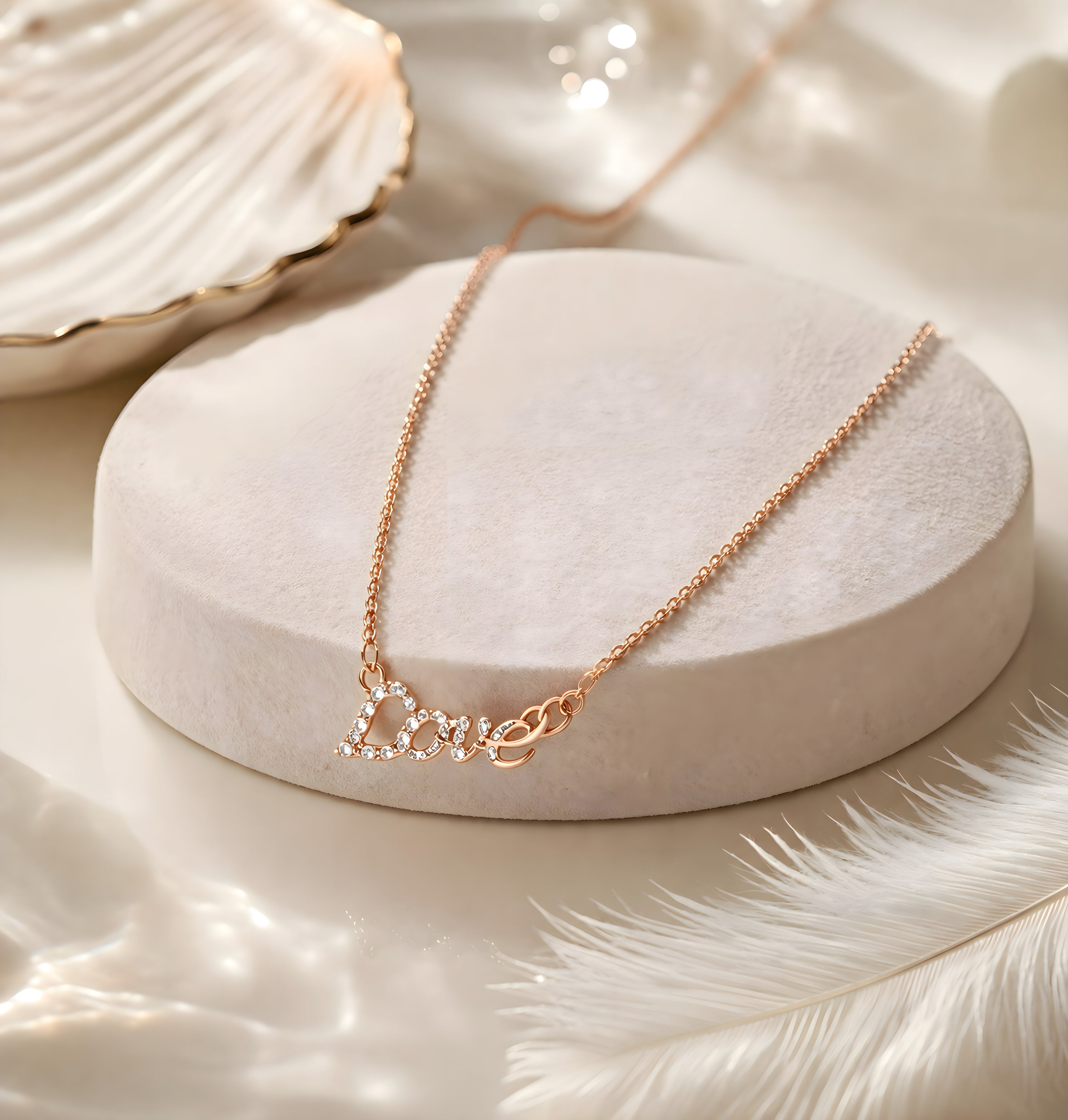 Crystal Love Script Necklace