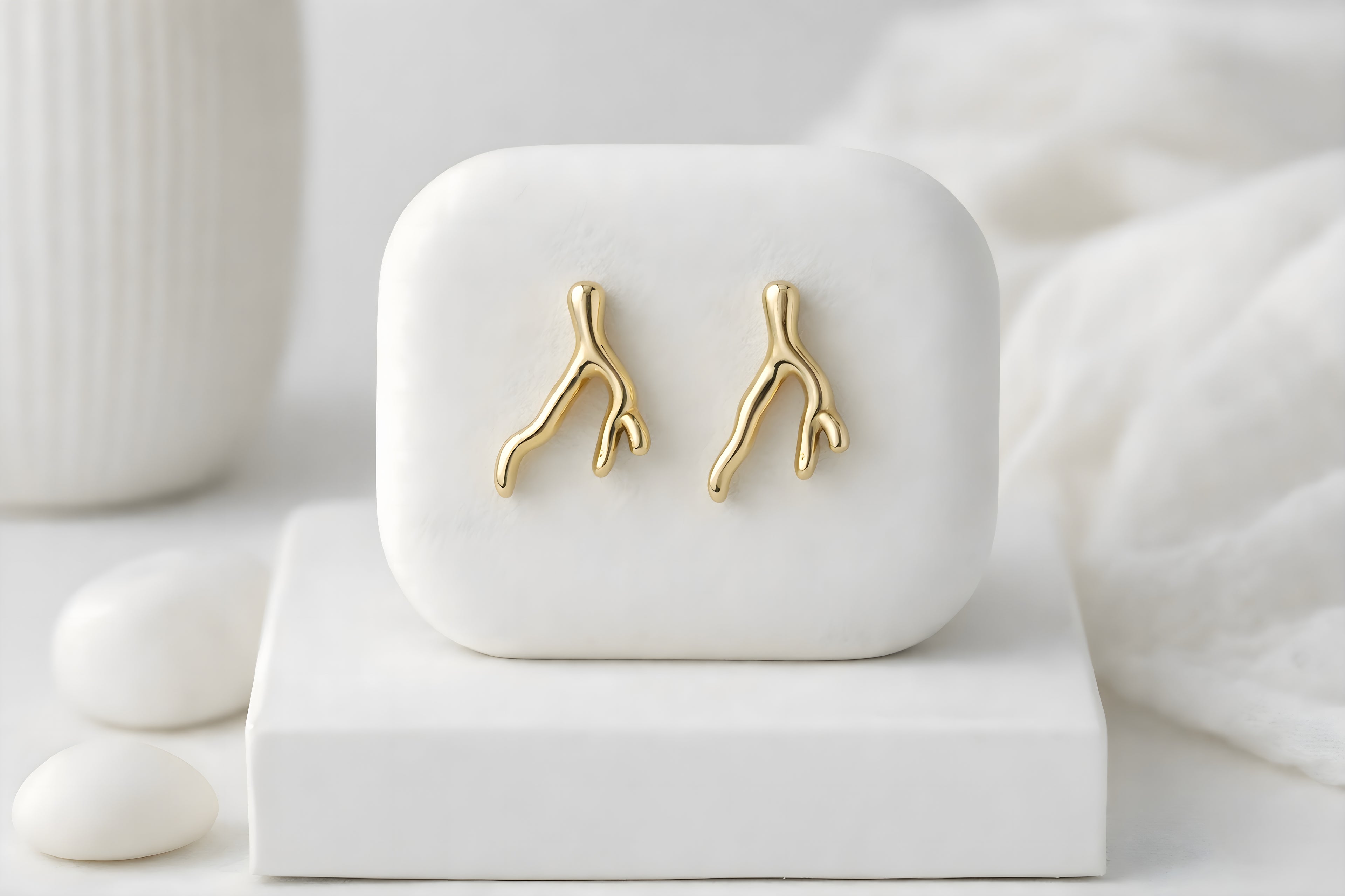 Wishbone Branch Stud Earrings