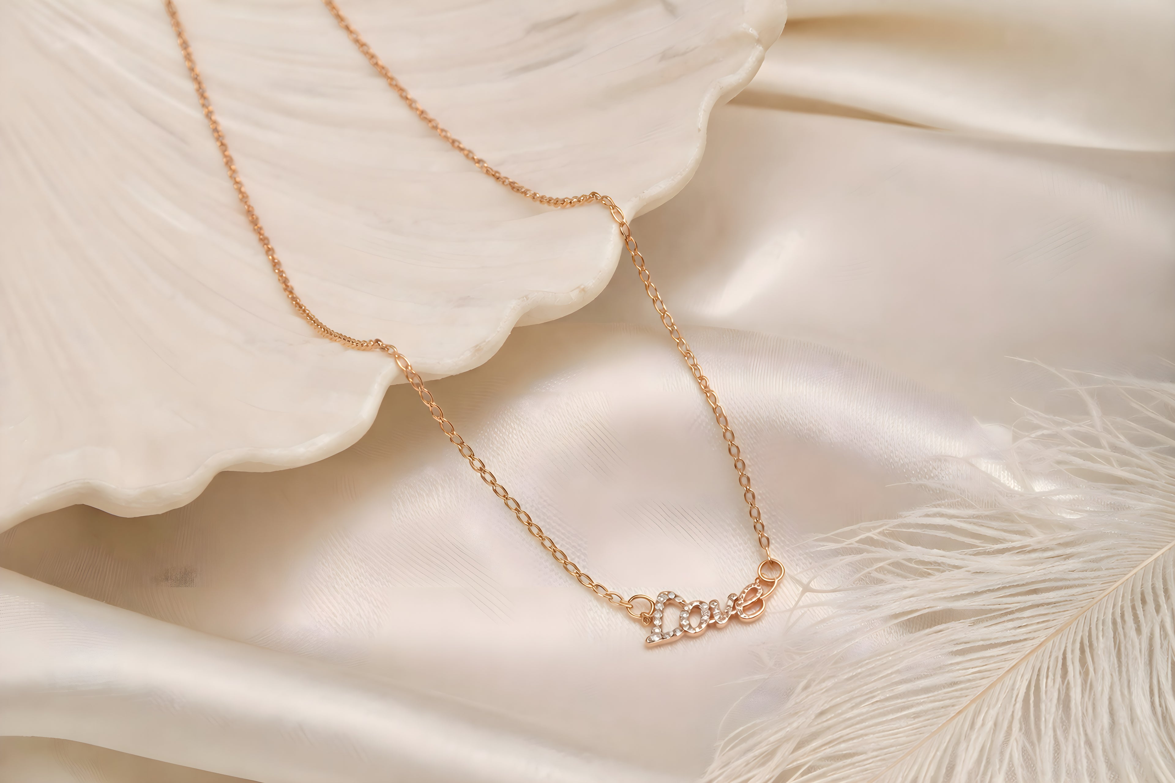 Crystal Love Script Necklace