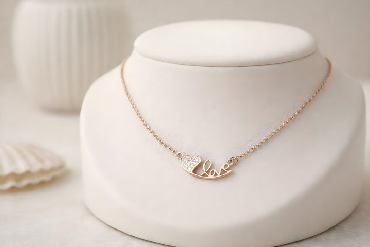 Crystal Love Bar Necklace