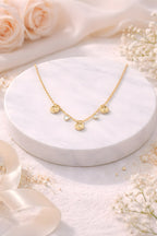 Rose Bloom & Crystal Drop Necklace