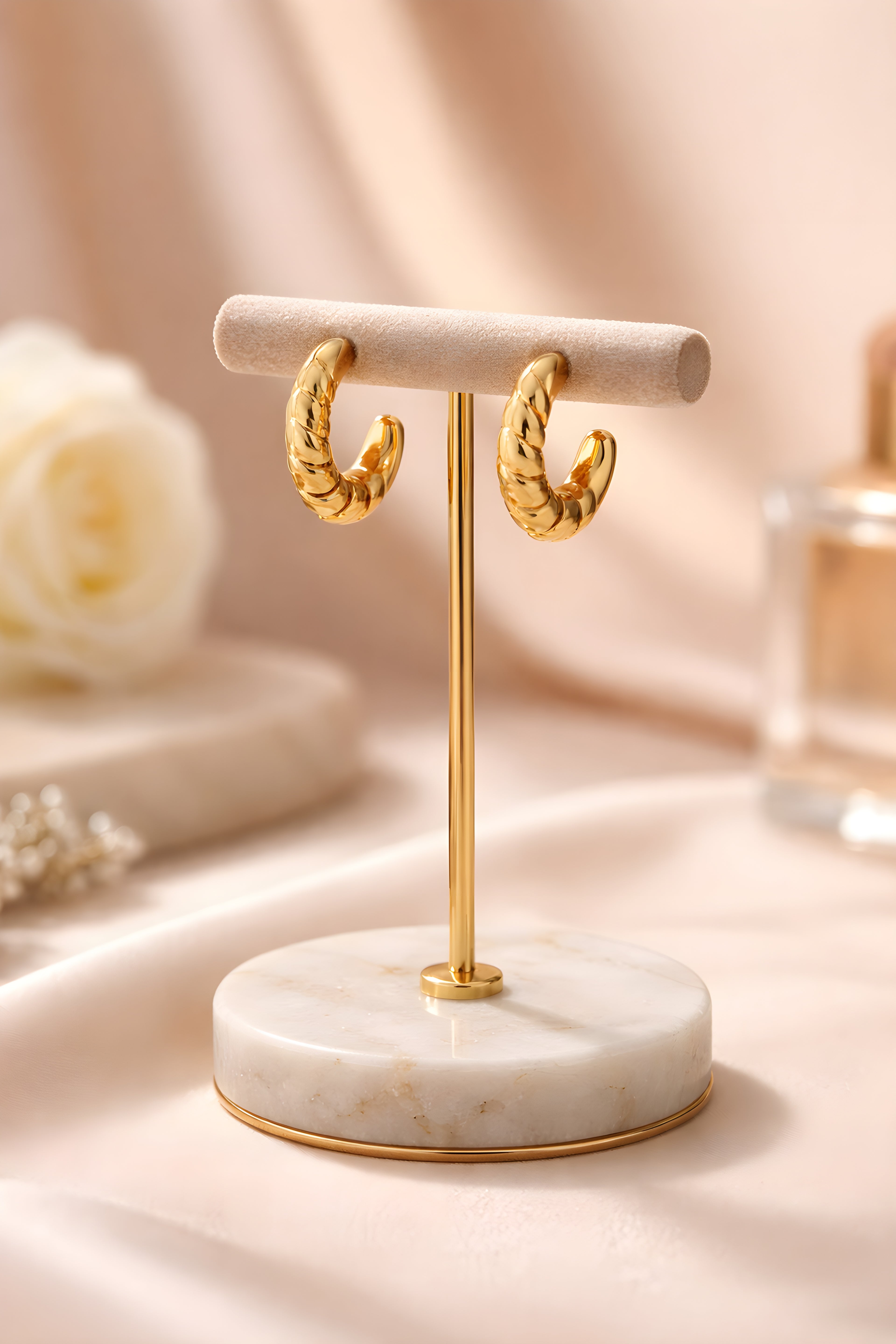 Braided Rope Huggie Hoop Earrings