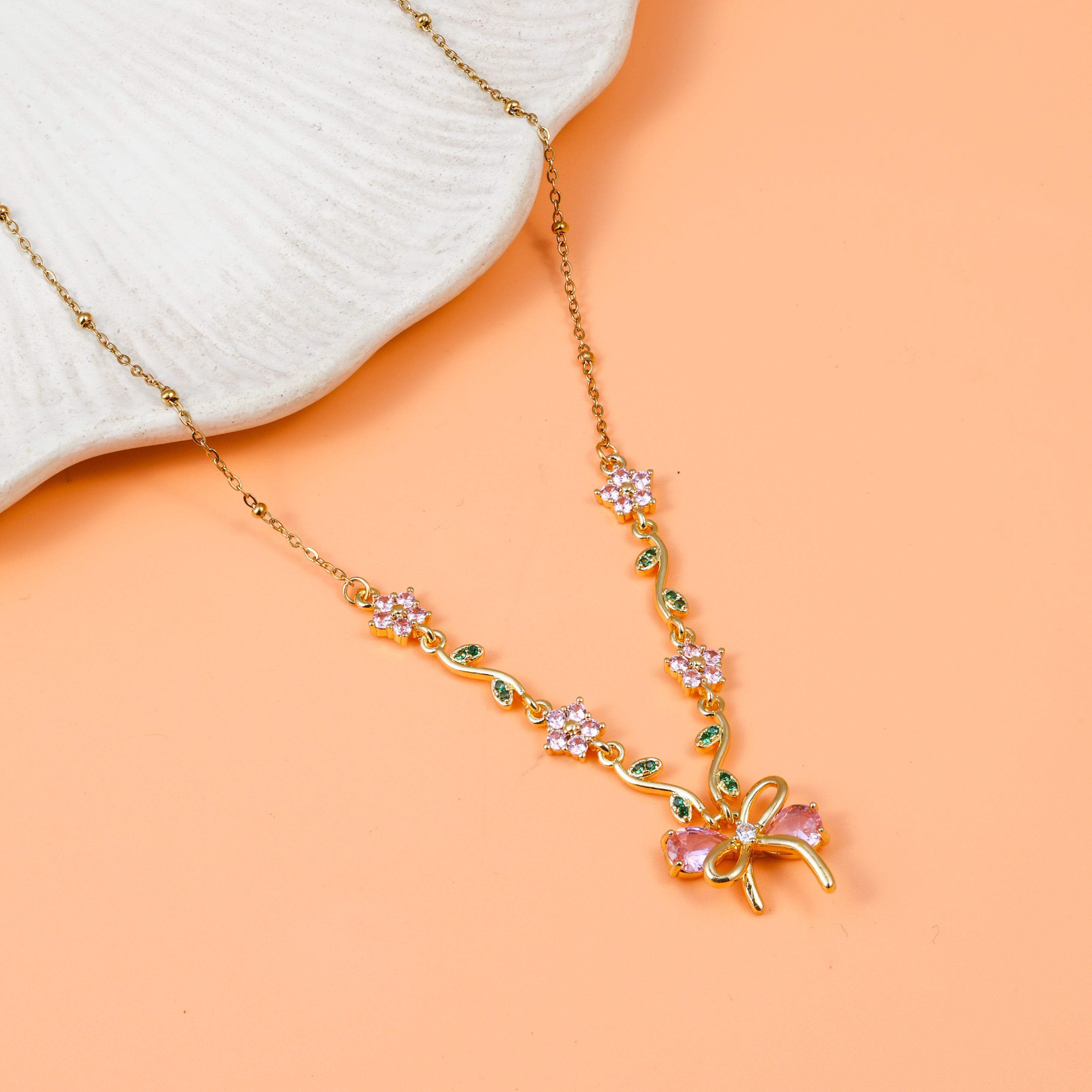 Gulaabi Lata Pink Blossom Vine Necklace
