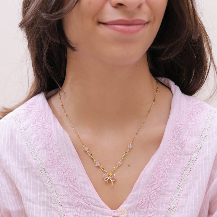 Gulaabi Lata Pink Blossom Vine Necklace