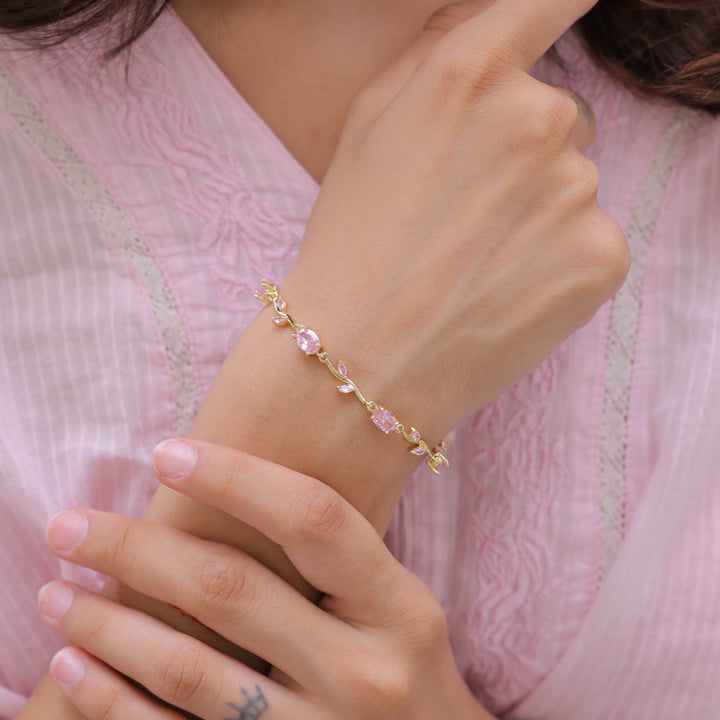Gulaabi Lata Kada Pink Blossom Bracelet