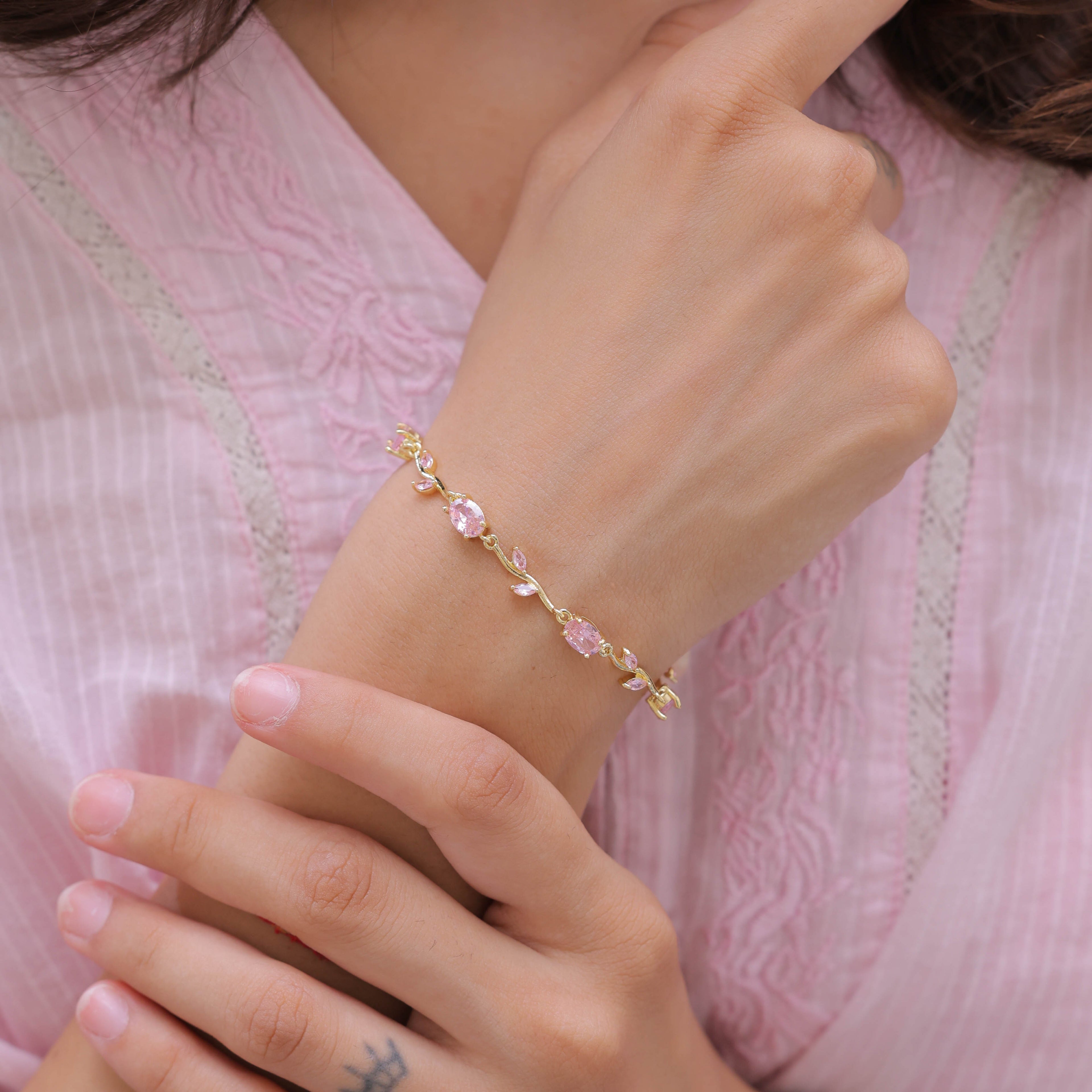 Gulaabi Lata Kada Pink Blossom Bracelet