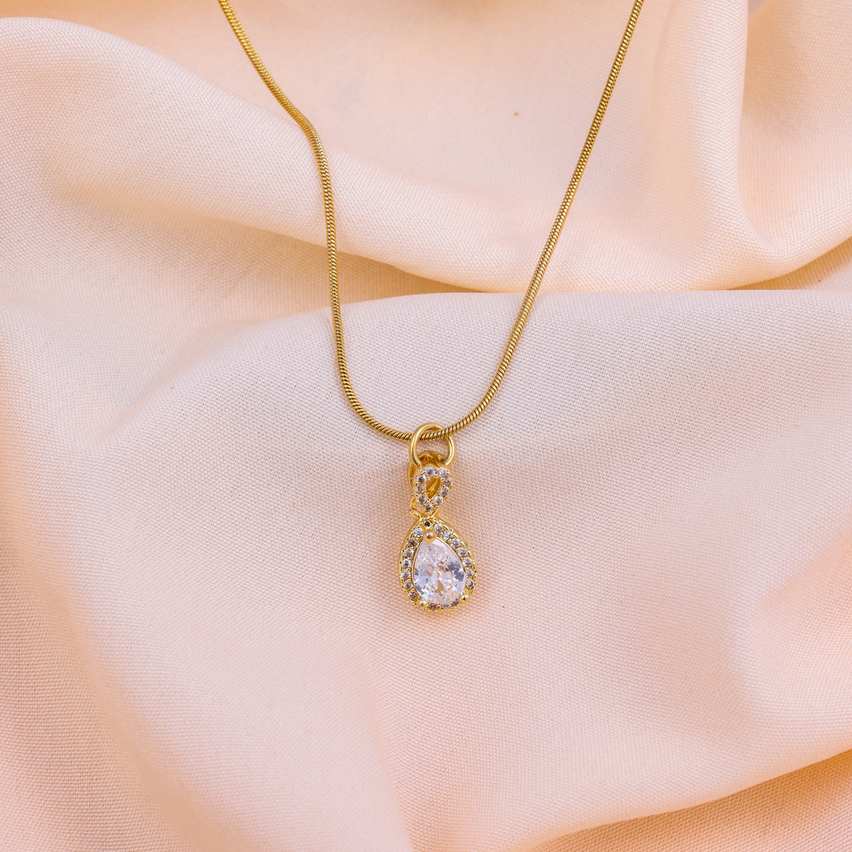 Halo Teardrop Crystal Necklace