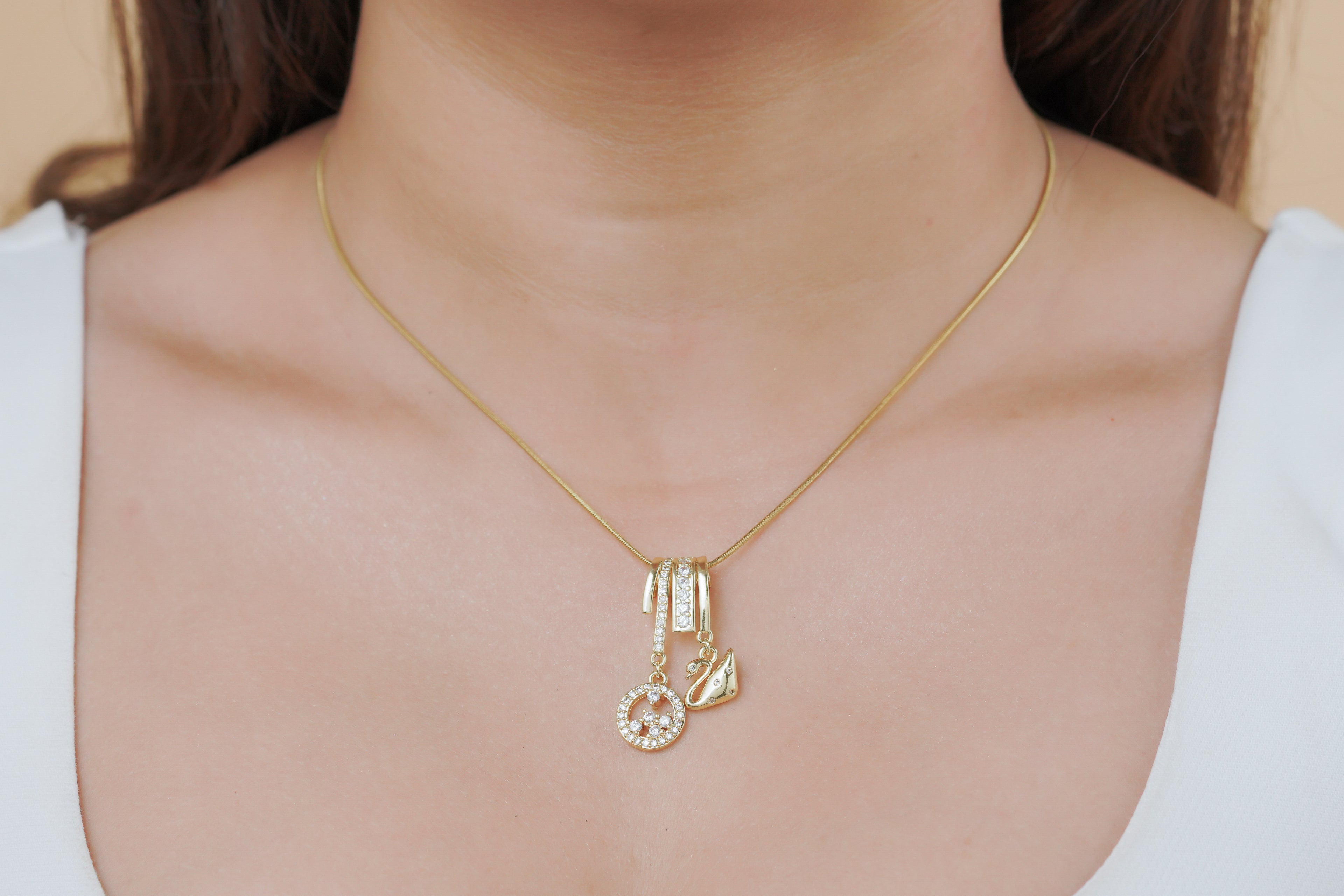 Golden Swan Charm Necklace