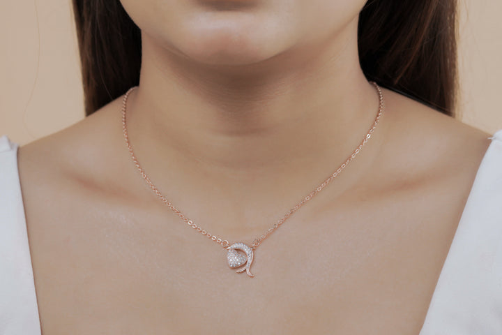 Pavé Dolphin Heart Necklace