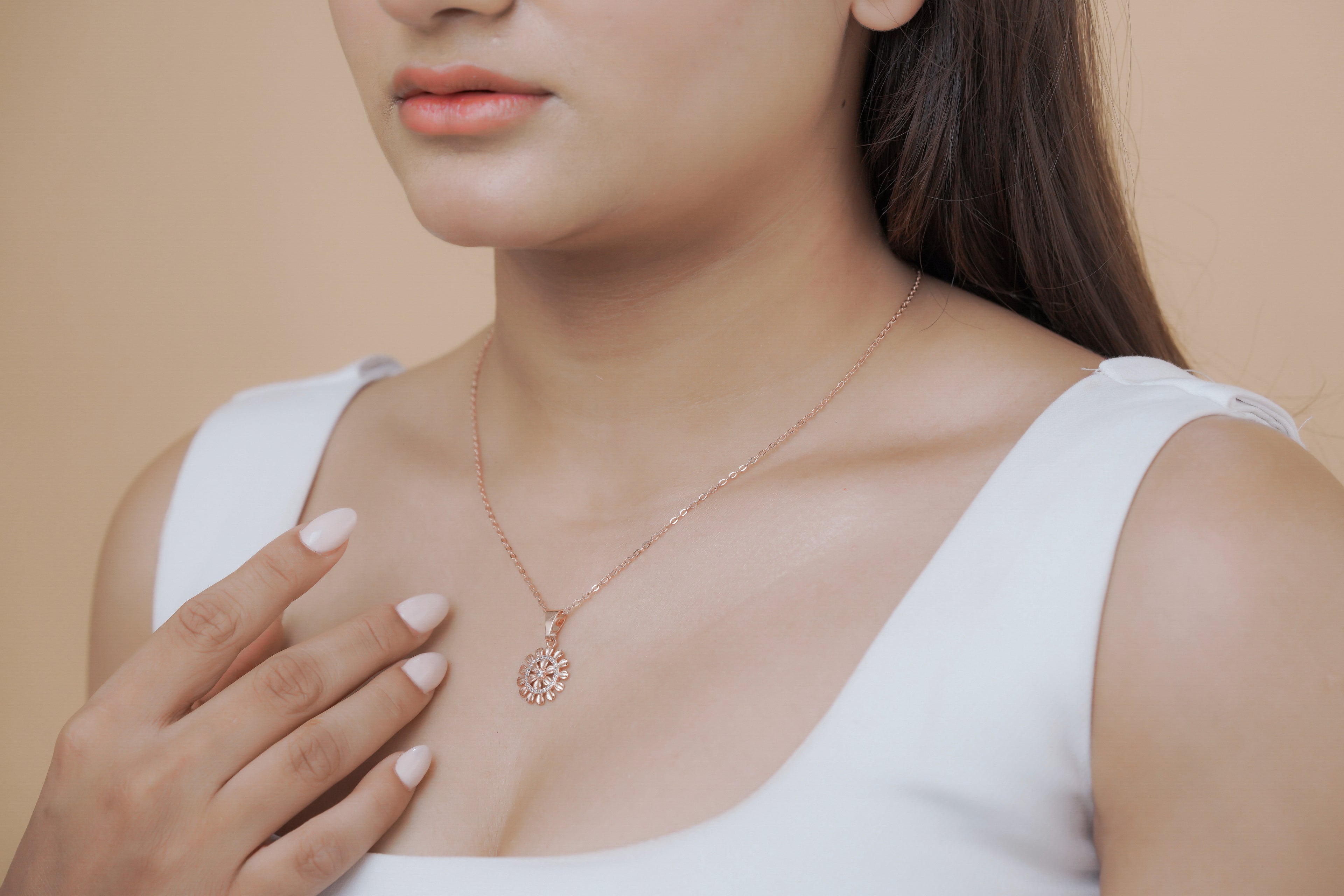Rose Gold Sunflower Pendant