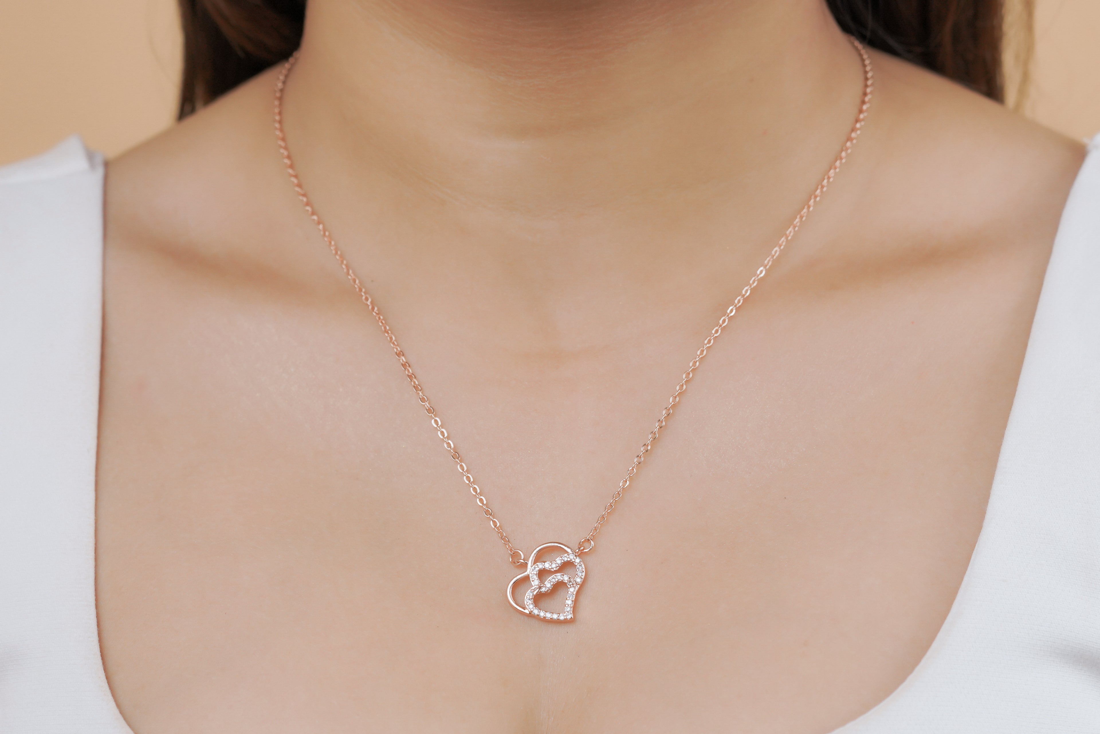 Rose Gold Double Heart Necklace