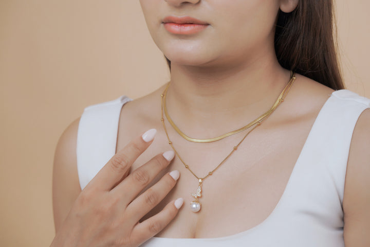 Butterfly Pearl Layered Necklace