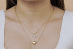 Puff Heart Solitaire Duo Necklace