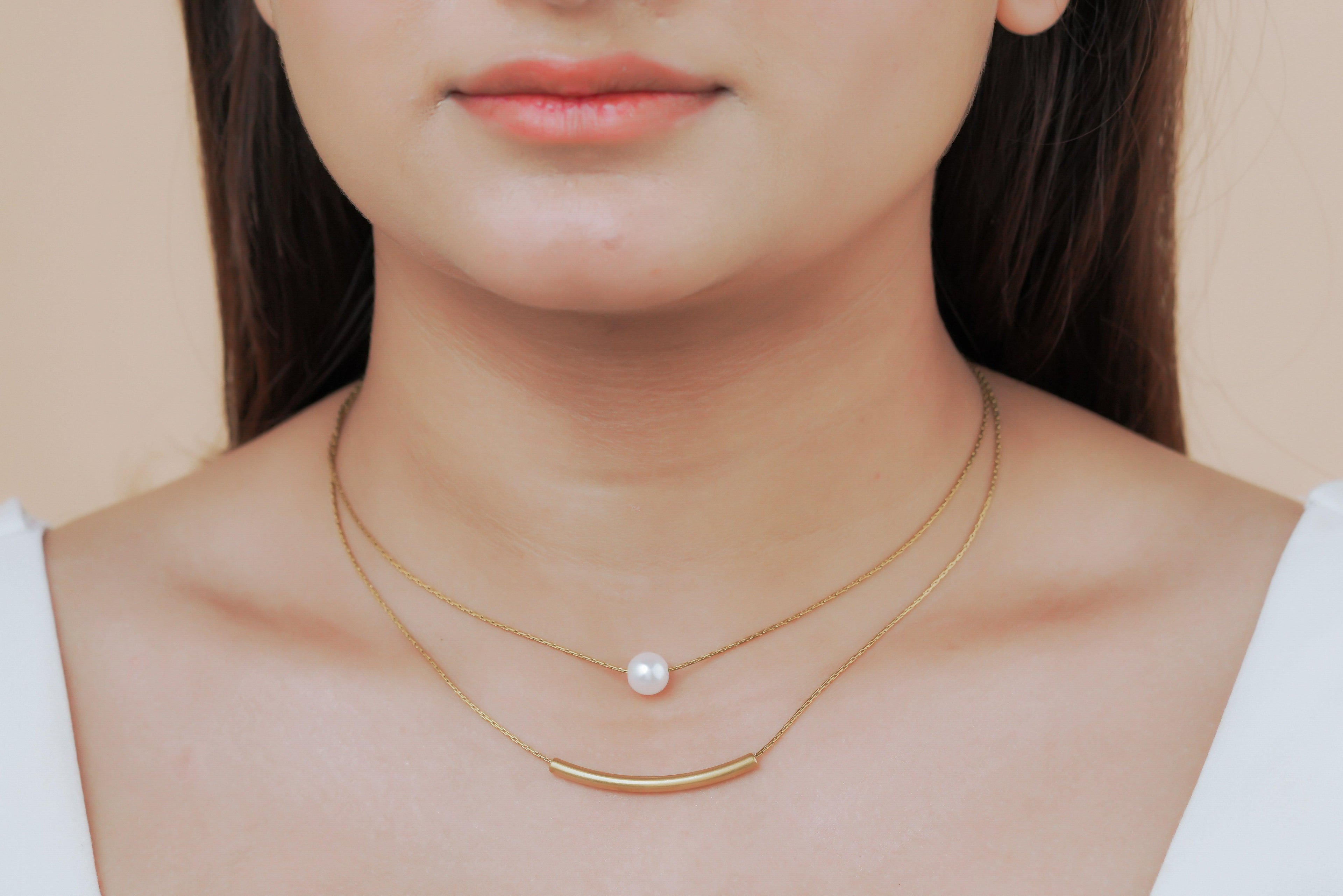 Pearl Bar Layered Necklace