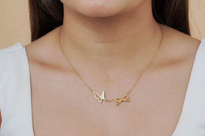 Butterfly Bow Station Necklace