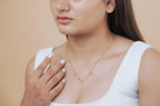Rose Bloom & Crystal Drop Necklace