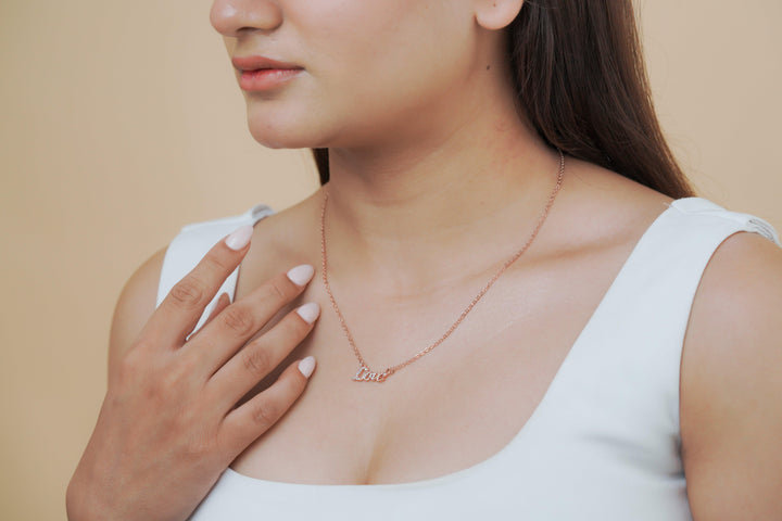 Crystal Love Script Necklace