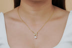Golden Leaf & Pearl Pendant Necklace