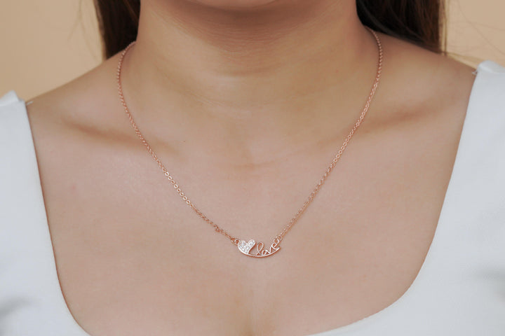 Crystal Love Bar Necklace