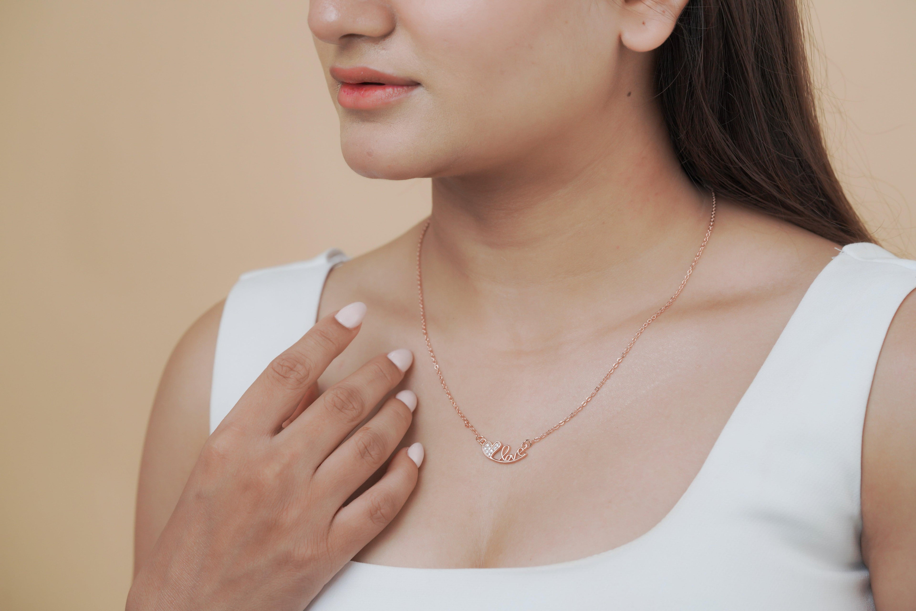 Crystal Love Bar Necklace