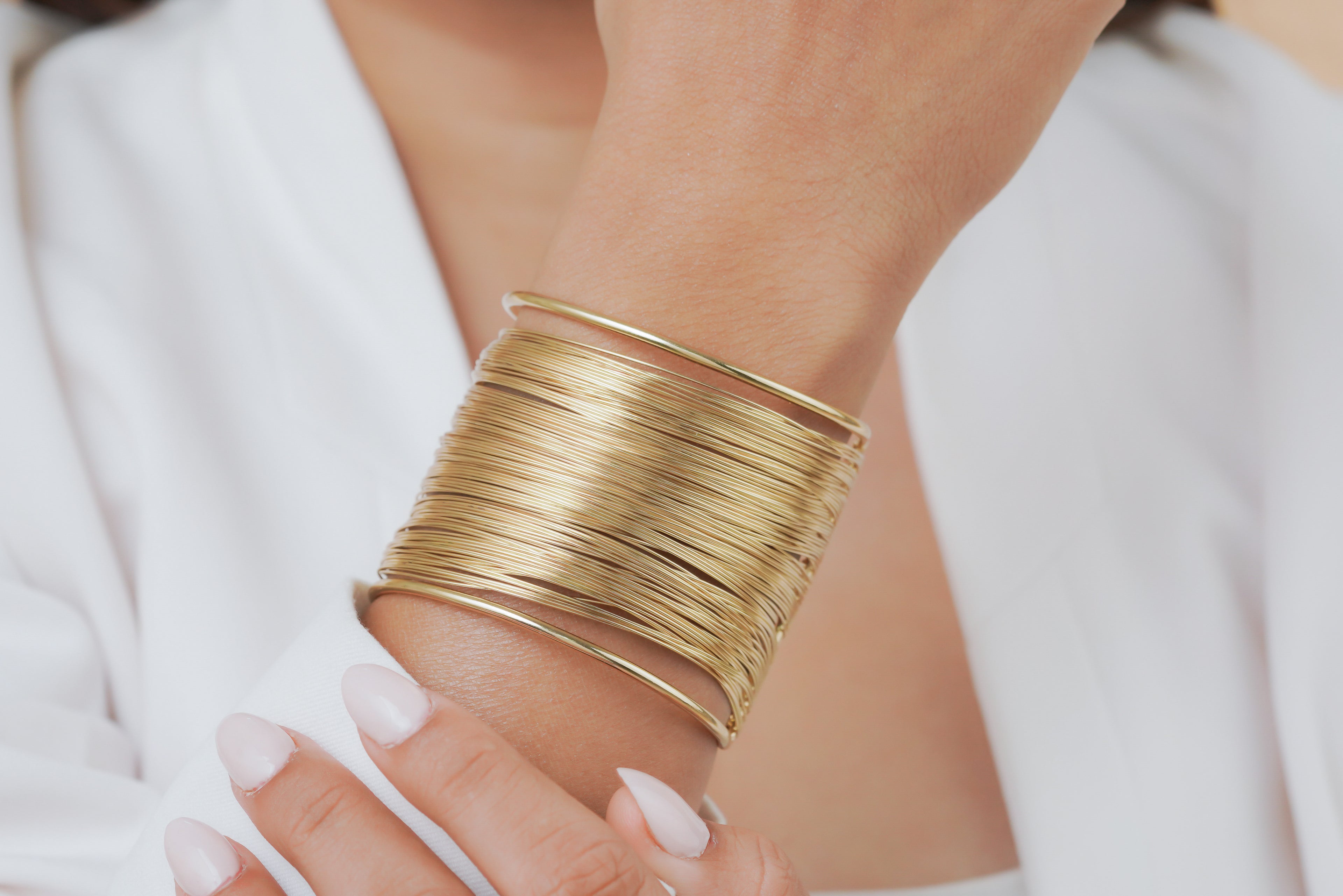 Multi-Strand Gold Wire Cuff