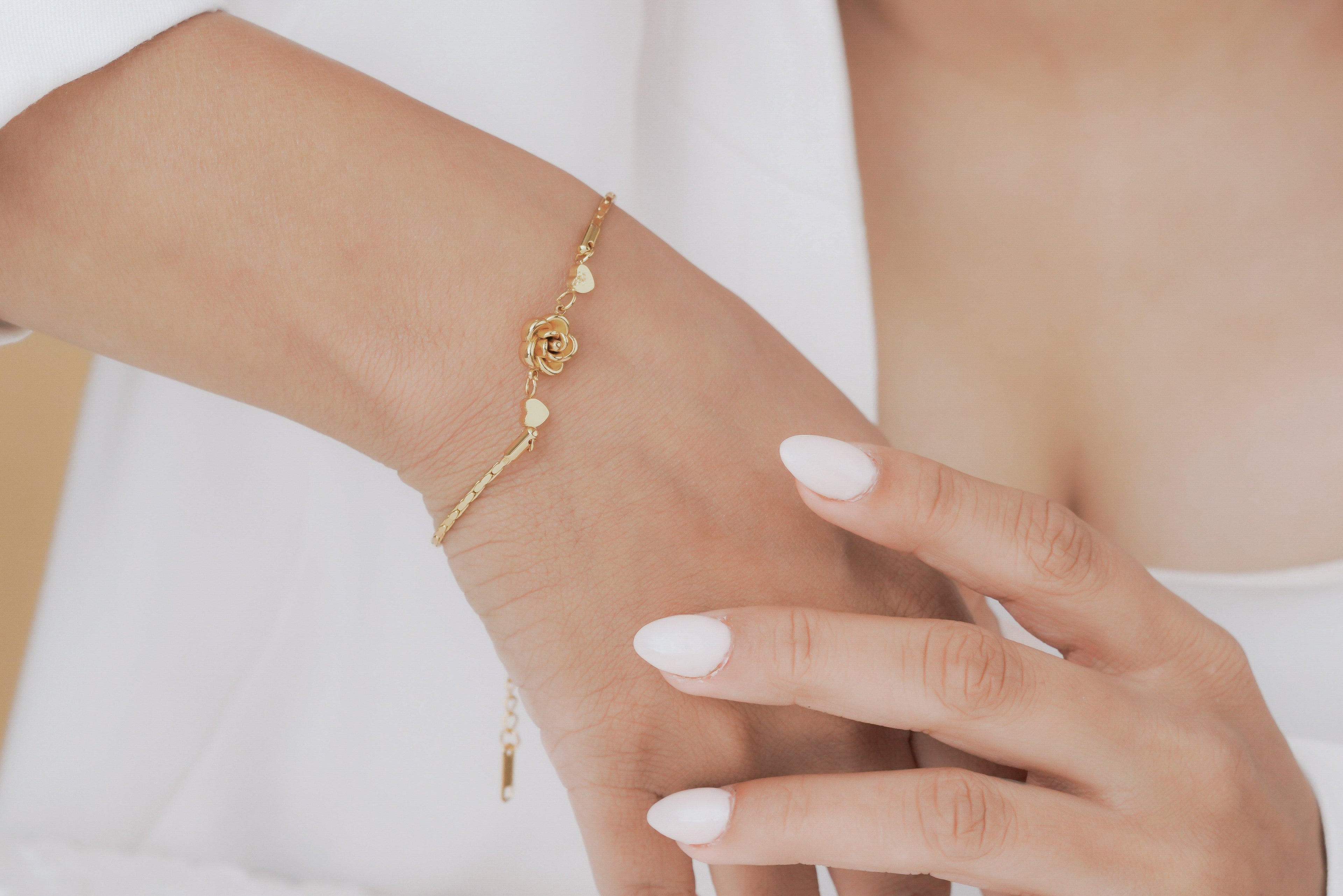 Golden Rose Heart Bracelet