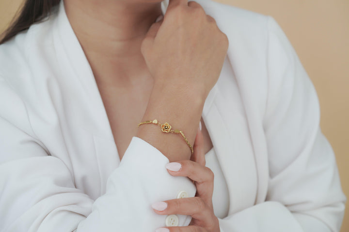 Golden Rose Heart Bracelet