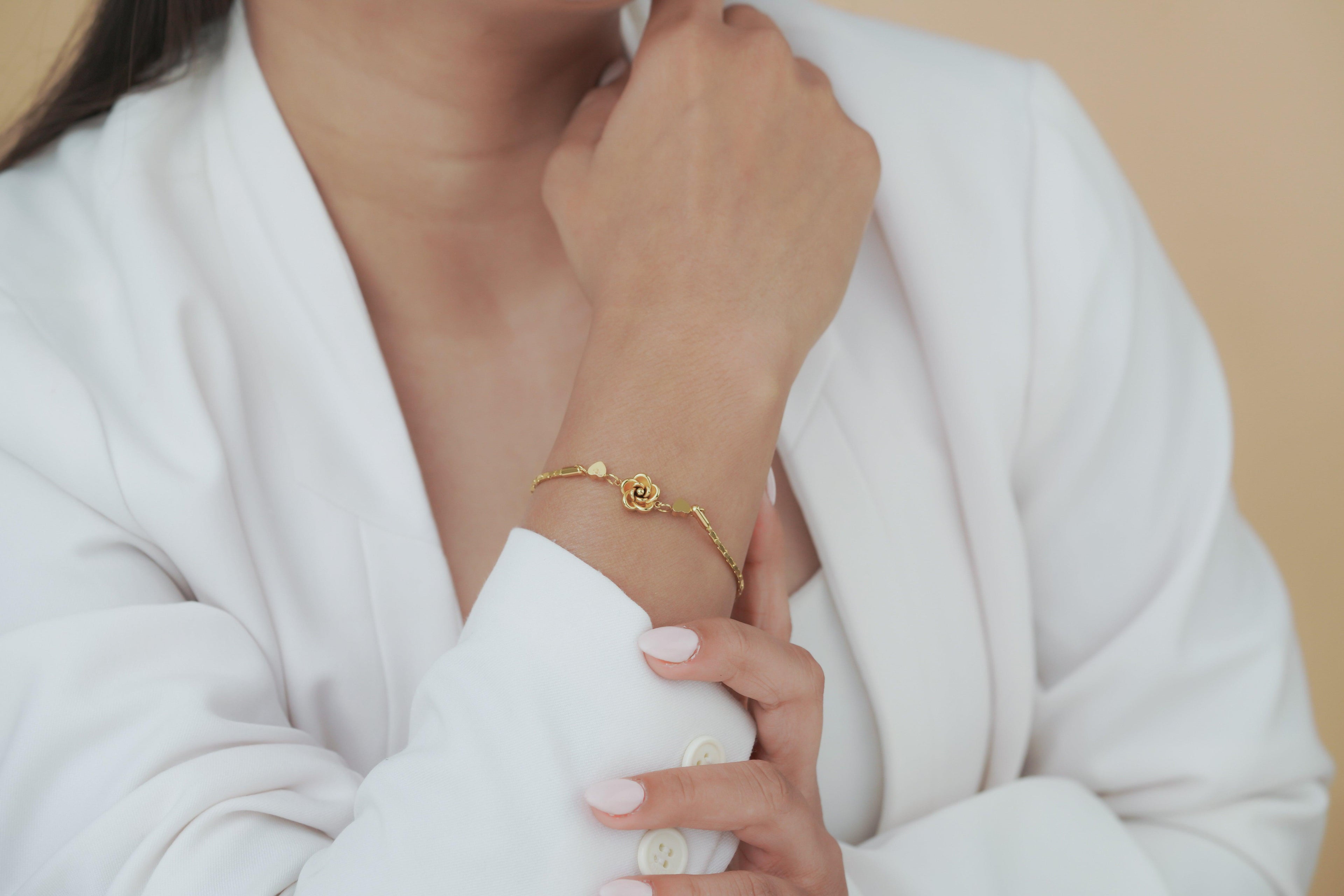 Golden Rose Heart Bracelet