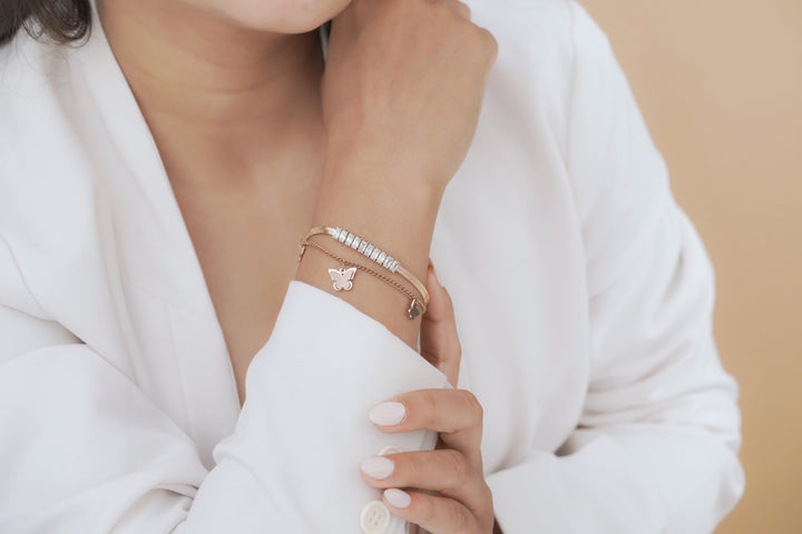 Crystal Bar & Butterfly Duo Bracelet