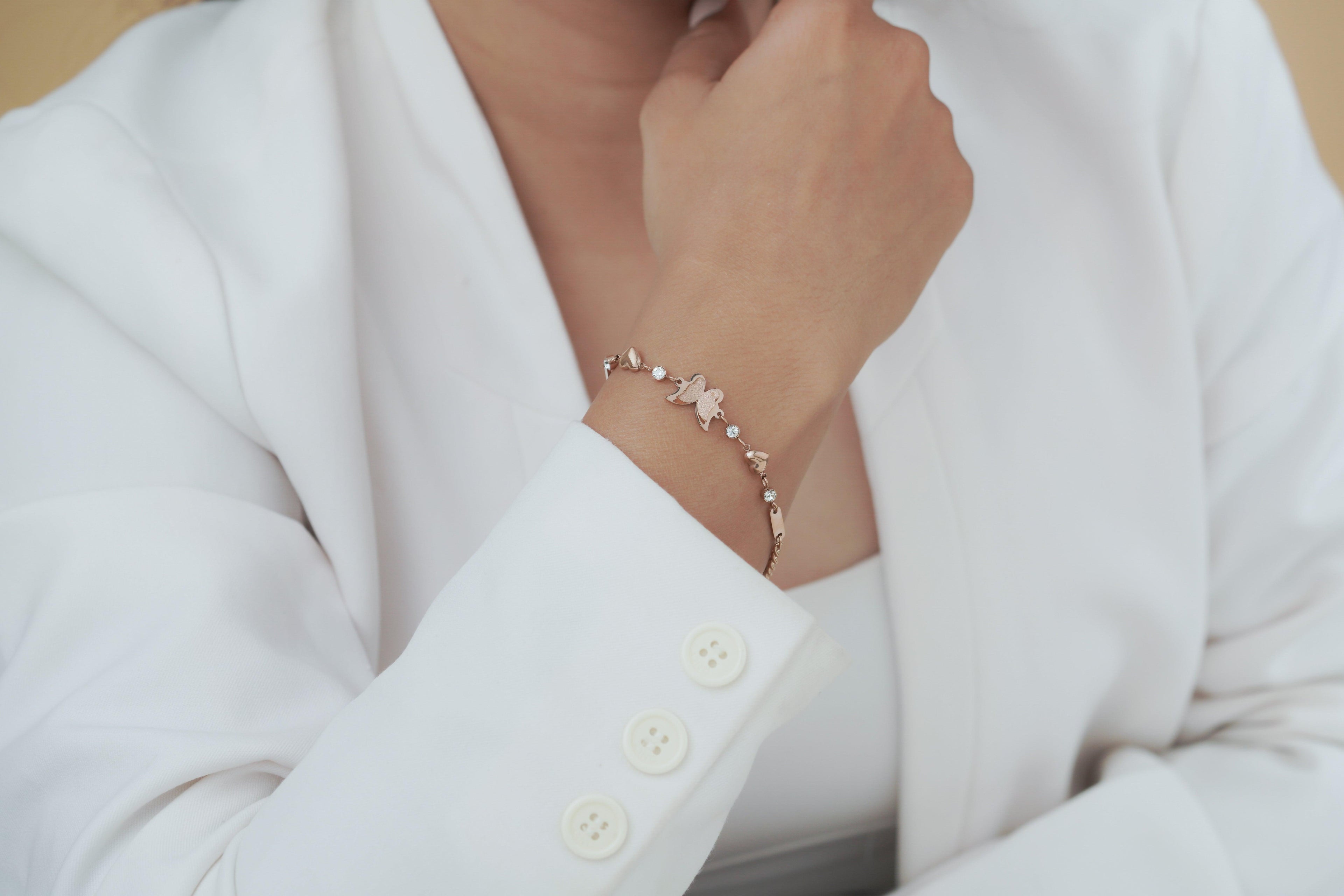 Rose Gold Butterfly Crystal Bracelet