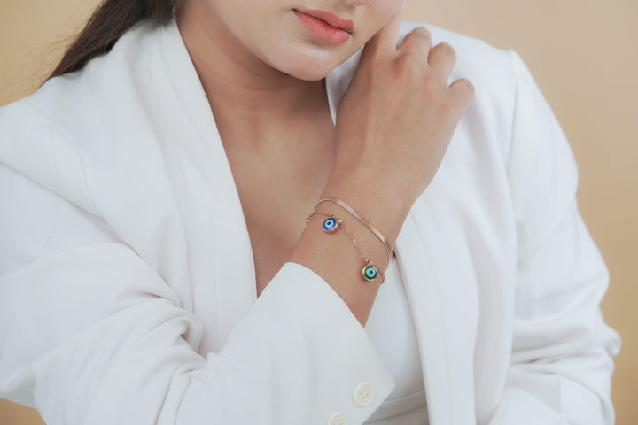 Dual Evil Eye Cuff Bracelet