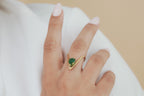 Green Stone Chevron Solitaire Ring