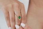 Green Stone Chevron Solitaire Ring