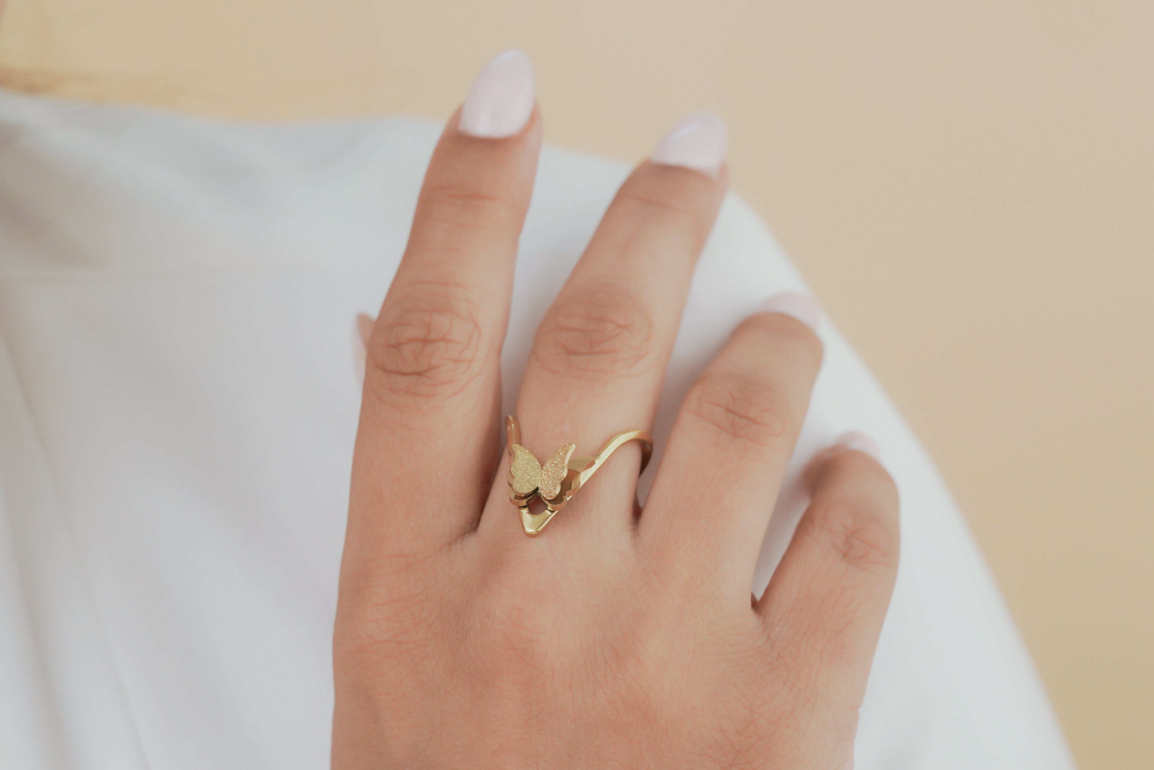 Textured Butterfly Chevron Ring
