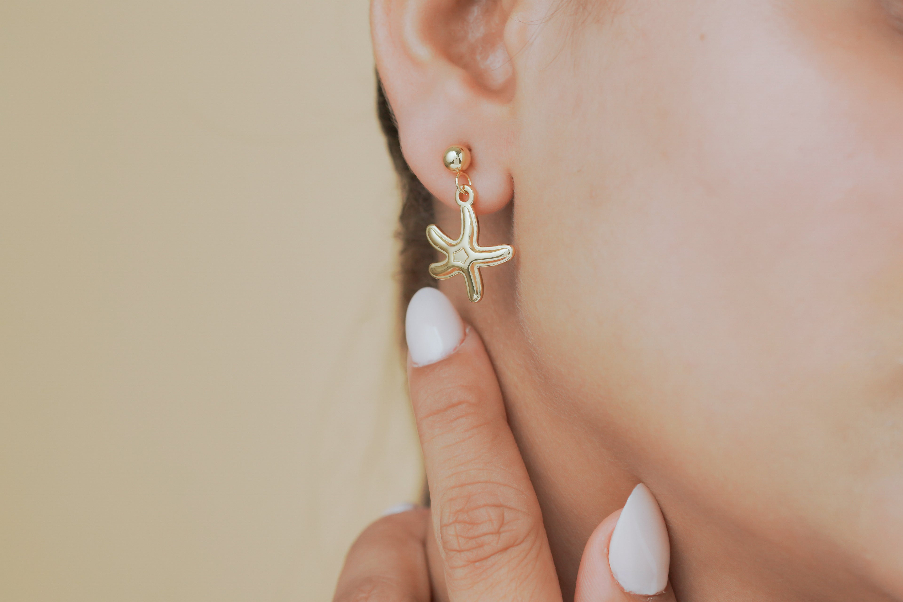 Gold Starfish Drop Earrings